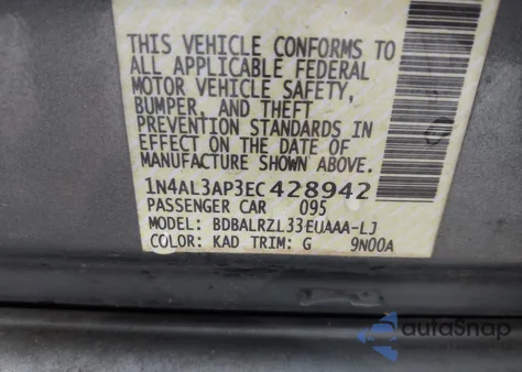 2014 Nissan Altima 2.5 S z USA, uszkodzony, nr VIN 1N4AL3AP3EC428942